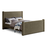 Elias Boucle Fabric Upholstered King Bed in Olive Green