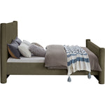 Elias Boucle Fabric Upholstered King Bed in Olive Green