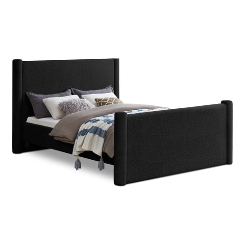 Elias Boucle Fabric Upholstered Queen Bed in Black