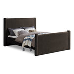 Elias Boucle Fabric Upholstered Queen Bed in Brown
