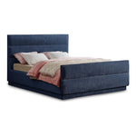 Paxton Chenille Fabric Upholstered Queen Bed (3 Boxes) in Navy