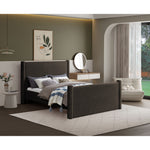 Elias Boucle Fabric Upholstered Queen Bed in Brown