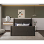 Elias Boucle Fabric Upholstered Queen Bed in Brown