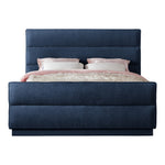 Paxton Chenille Fabric Upholstered Queen Bed (3 Boxes) in Navy