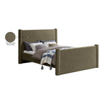 Elias Boucle Fabric Upholstered Queen Bed in Olive Green