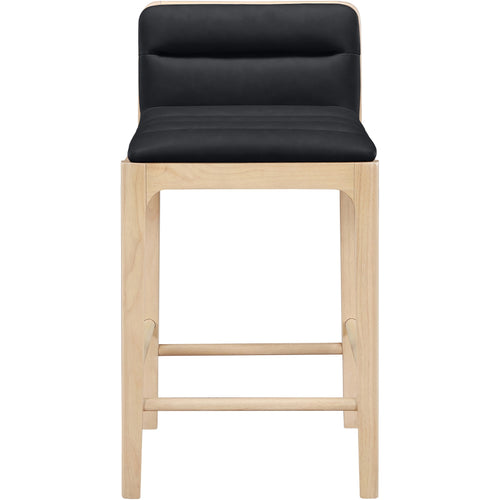 Ellis Vegan Leather Upholstered Counter Stool in Black