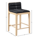Ellis Vegan Leather Upholstered Counter Stool in Black