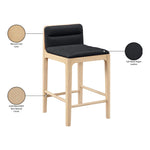 Ellis Vegan Leather Upholstered Counter Stool in Black