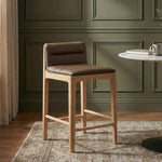 Ellis Vegan Leather Upholstered Counter Stool in Brown