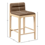 Ellis Vegan Leather Upholstered Counter Stool in Brown