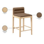 Ellis Vegan Leather Upholstered Counter Stool in Brown