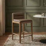 Ellis Vegan Leather Upholstered Counter Stool in Brown