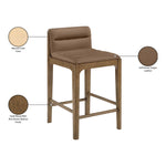 Ellis Vegan Leather Upholstered Counter Stool in Brown
