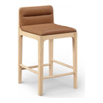 Ellis Vegan Leather Upholstered Counter Stool in Cognac
