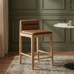 Ellis Vegan Leather Upholstered Counter Stool in Cognac