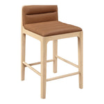 Ellis Vegan Leather Upholstered Counter Stool in Cognac