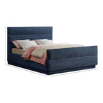 Paxton Chenille Fabric Upholstered Queen Bed (3 Boxes) in Navy