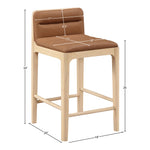 Ellis Vegan Leather Upholstered Counter Stool in Cognac