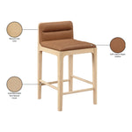 Ellis Vegan Leather Upholstered Counter Stool in Cognac