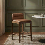 Ellis Vegan Leather Upholstered Counter Stool in Cognac