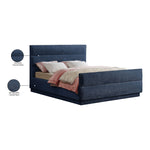 Paxton Chenille Fabric Upholstered Queen Bed (3 Boxes) in Navy