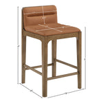 Ellis Vegan Leather Upholstered Counter Stool in Cognac