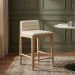 Ellis Vegan Leather Upholstered Counter Stool in Cream