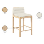 Ellis Vegan Leather Upholstered Counter Stool in Cream