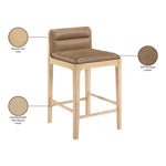 Ellis Vegan Leather Upholstered Counter Stool in Tan