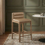 Ellis Vegan Leather Upholstered Counter Stool in Tan