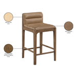 Ellis Vegan Leather Upholstered Counter Stool in Tan