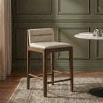 Ellis Vegan Leather Upholstered Counter Stool in Beige
