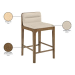 Ellis Vegan Leather Upholstered Counter Stool in Beige
