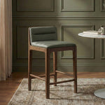 Ellis Vegan Leather Upholstered Counter Stool in Green