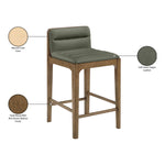 Ellis Vegan Leather Upholstered Counter Stool in Green