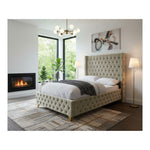 Savan Velvet Upholstered Twin Bed in Cream
