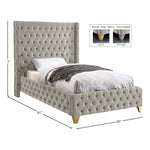 Savan Velvet Upholstered Twin Bed in Cream
