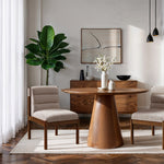Eloura Linen Textured Fabric Upholstered Dining Chair in Beige