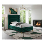 Savan Velvet Upholstered Twin Bed in Green
