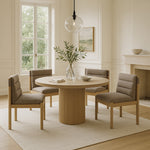Eloura Linen Textured Fabric Upholstered Dining Chair in Brown