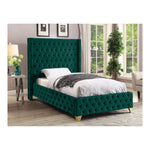 Savan Velvet Upholstered Twin Bed in Green