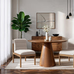 Eloura Linen Textured Fabric Upholstered Dining Chair in Cream