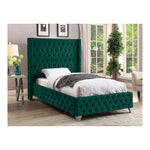 Savan Velvet Upholstered Twin Bed in Green