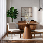 Eloura Linen Textured Fabric Upholstered Dining Chair in Cream