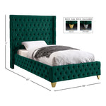 Savan Velvet Upholstered Twin Bed in Green