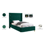 Savan Velvet Upholstered Twin Bed in Green