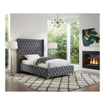 Savan Velvet Upholstered Twin Bed in Grey