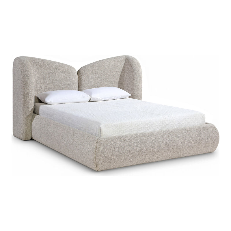 Elowen Chenille Fabric Upholstered King Bed in Beige
