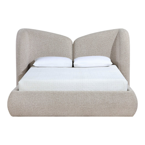 Elowen Chenille Fabric Upholstered King Bed in Beige