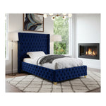 Savan Velvet Upholstered Twin Bed in Navy